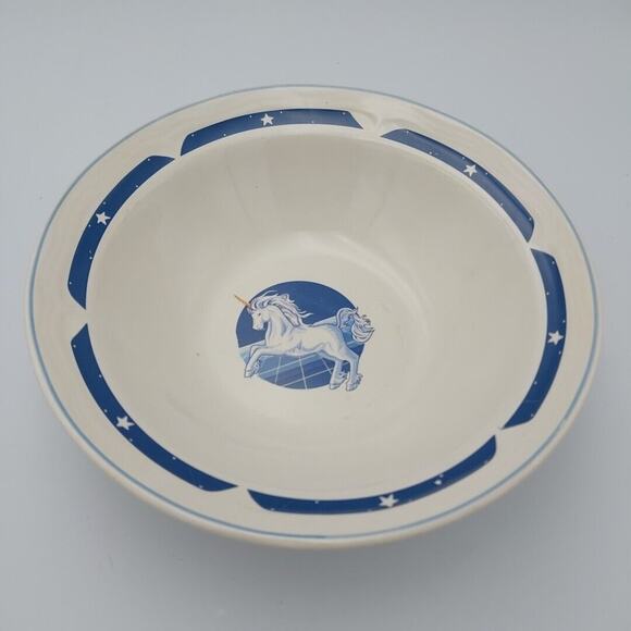 Tienshan Blue Unicorn Soup Salad Bowls Stoneware Replacement Vtg - Picture 1 of 2
